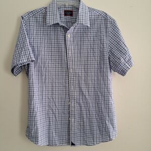UNTUCKit Blue and White Checkered Short Sleeve Shirt Size M‎